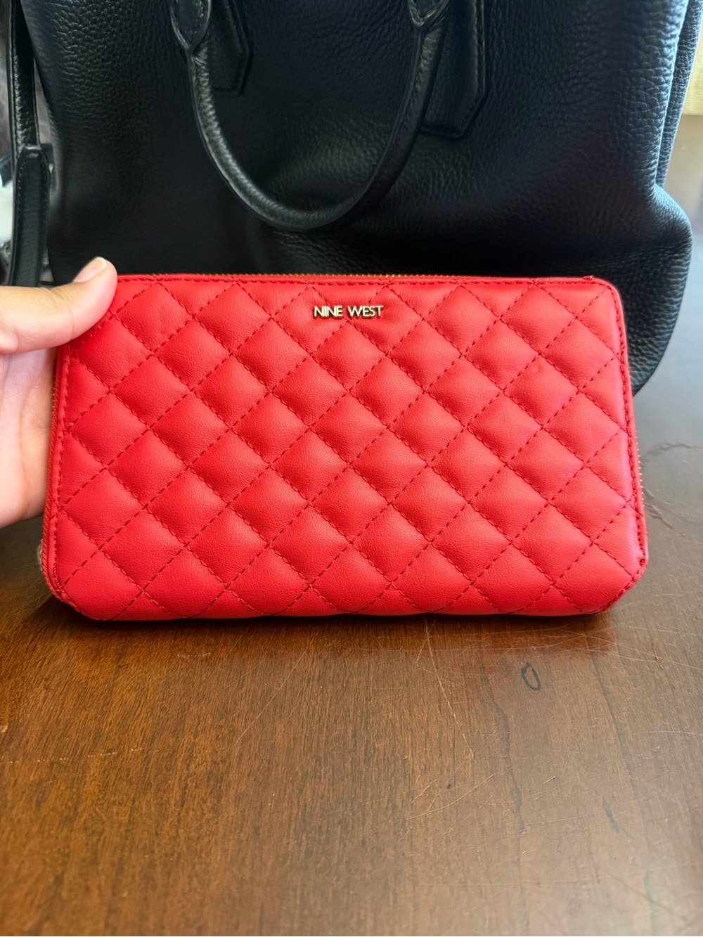 Nine West Quilted Red Zip-Around Wallet